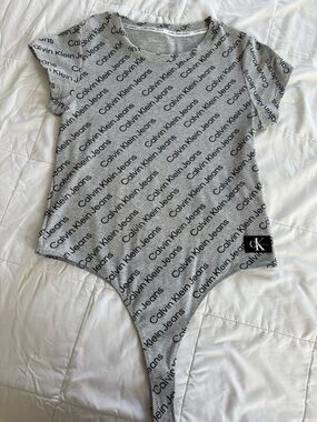 Calvin Klein Gray Logo Stretch One-Piece Bodysuit